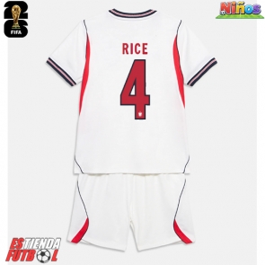 Inglaterra Declan Rice #4 Primera Equipación Niños Mundial 2026 Manga Corta (+ Pantalones cortos)